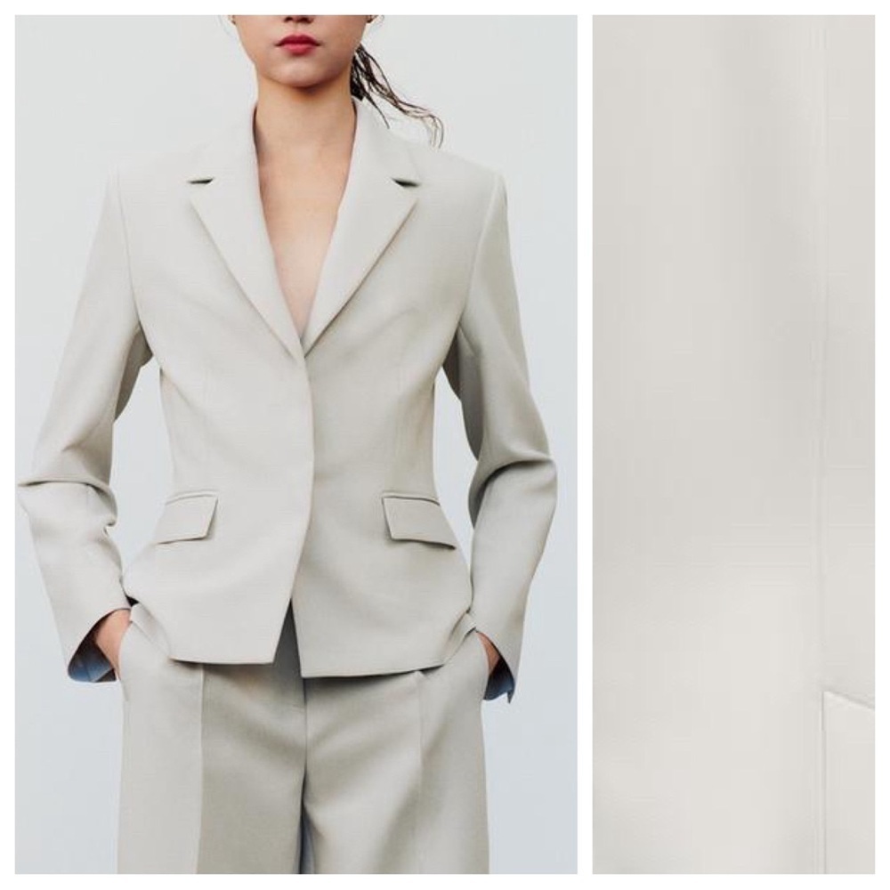 NWT. Zara Light Gray Viscose Blend Tailored Blazer. Size XL.